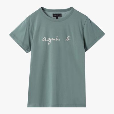 ＜agnes b. (Women)＞ロゴプリント　コットン　半袖Ｔシャツ　”Ｂｒａｎｄｏ”