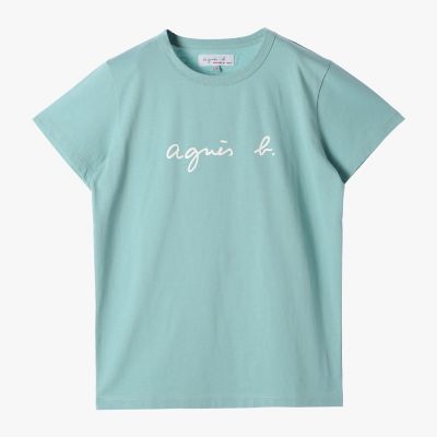 ＜agnes b. (Women)＞ロゴプリント　コットン　半袖Ｔシャツ　”Ｂｒａｎｄｏ”