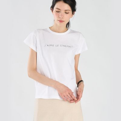 アニエスベーTシャツ メッセージ プリント コットン 半袖 Tシャツ ”J'aime le