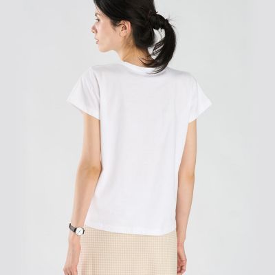 メッセージ プリント コットン 半袖 Tシャツ ”J'aime le