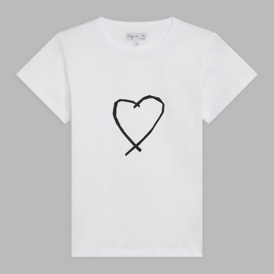 ＜agnes b. (Women)＞アイコニック　プリント　コットン　半袖　Ｔシャツ　”Ｓａｒａｊｅｖｏ　ｈｅａｒｔ”