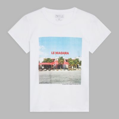 ＜agnes b. (Women)＞プリント　コットン　半袖　アーティスト　Ｔシャツ　”Ｆｒａｎｃｏｉｓ　Ｐｒｏｓｔ”