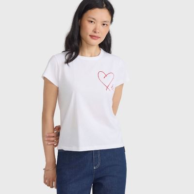 b．”ロゴ ハート プリント コットン 半袖 Tシャツ ”Brando