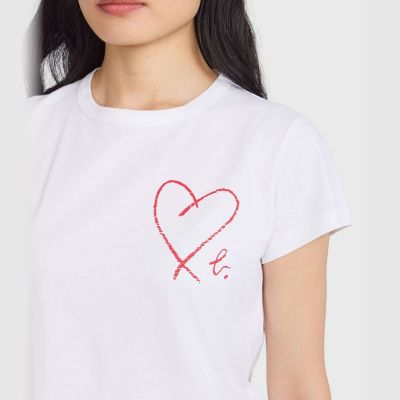 b．”ロゴ ハート プリント コットン 半袖 Tシャツ ”Brando
