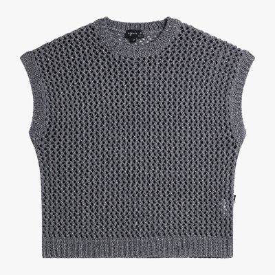 ＜agnes b. (Women)＞透かし編み　コットン　ノースリーブ　ニット　プルオーバー　”Ｃａｒｙ”