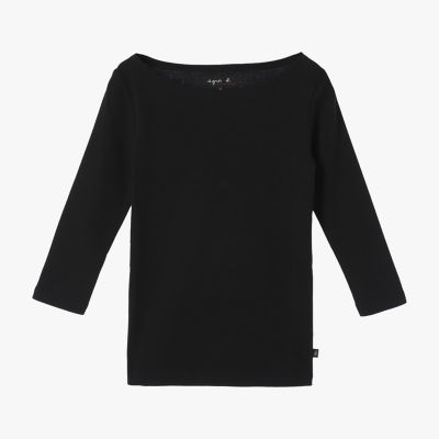 アニエスベー ボートネックトップス　meer. コットン ボートネック 7分袖 Tシャツ ”Leopard” | agnes b