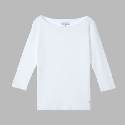 アニエスベー ボートネックトップス　meer. コットン ボートネック 7分袖 Tシャツ ”Leopard” | agnes b