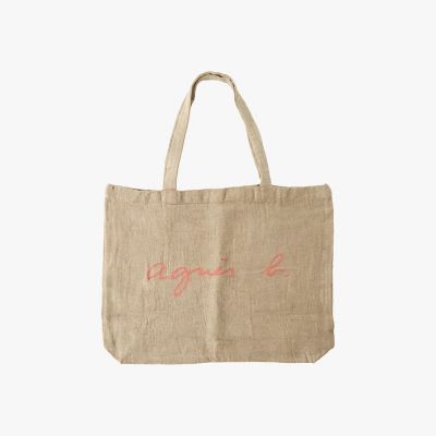 ＜agnes b. (Women)＞ロゴ　リネン　コットン　キャンバス　トートバッグ　”Ｃｙｒｉｌ”