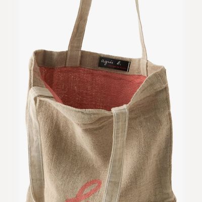 b．”ロゴ リネン コットン キャンバス トートバッグ ”Noe” | agnes