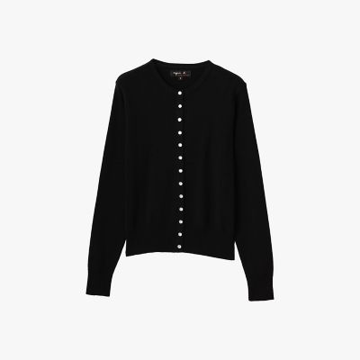 名作 agnes b. 本革 レザー ノーカラージャケット カーディガン 黒38 レザー ノーカラー ジャケット ”Mignon” | TO B. BY AGNES B