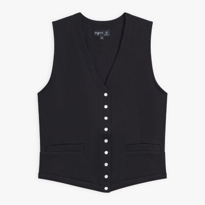 ＜agnes b. (Women)＞コットン　メルトン　Ｖネック　ノースリーブ　カーディガンプレッション　”Ｓｎａｃｋ”