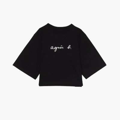 ＜agnes b. (Women)＞ロゴ　コットン　５分袖　Ｔシャツ　”Ｙｏｋｏ”