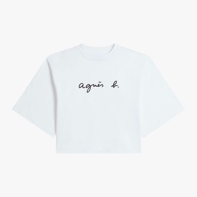 ＜agnes b. (Women)＞ロゴ　コットン　５分袖　Ｔシャツ　”Ｙｏｋｏ”