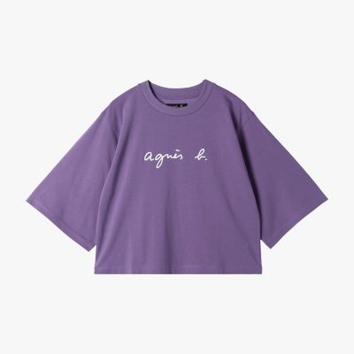 ＜agnes b. (Women)＞ロゴ　コットン　５分袖　Ｔシャツ　”Ｙｏｋｏ”