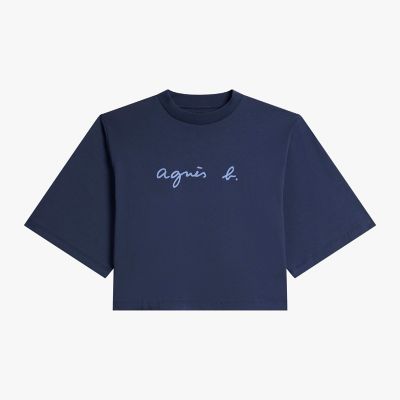 ＜agnes b. (Women)＞ロゴ　コットン　５分袖　Ｔシャツ　”Ｙｏｋｏ”