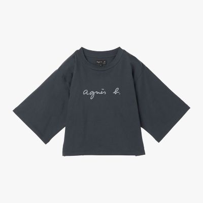 ＜agnes b. (Women)＞ロゴ　コットン　５分袖　Ｔシャツ　”Ｙｏｋｏ”