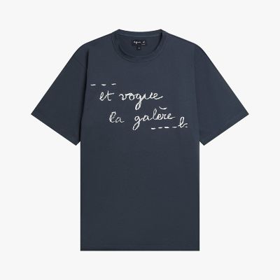 agnes b. (Women)/アニエスベー メッセージ　プリント　コットン　半袖　Ｔシャツ　&rdquo;ｅｔ　ｖｏｇｕｅ　ｌａ　ｇａｌｅｒｅ&rdquo;