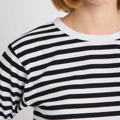 細ボーダー コットン 七分袖 Tシャツ ”Lil Cool” | agnes b