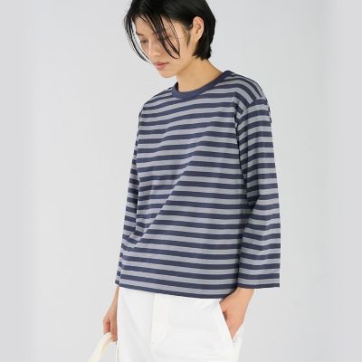 細ボーダー コットン 七分袖 Tシャツ ”Lil Cool” | agnes b