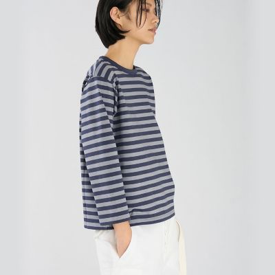 細ボーダー コットン 七分袖 Tシャツ ”Lil Cool” | agnes b