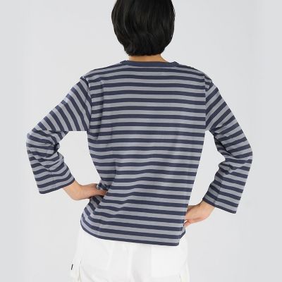 細ボーダー コットン 七分袖 Tシャツ ”Lil Cool” | agnes b