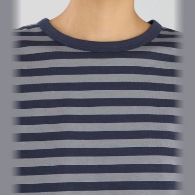 細ボーダー コットン 七分袖 Tシャツ ”Lil Cool” | agnes b