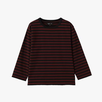フランス製 アニエスベーオム 短丈 ボーダー サーマル Tシャツ