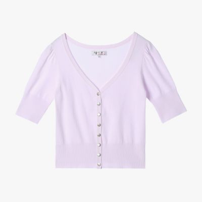コットンニット 半袖 Vネック カーディガンプレッション ”Nora
