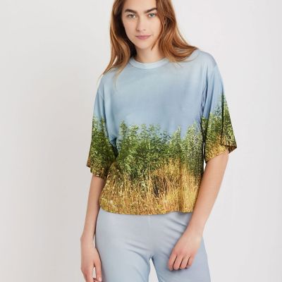 フォトプリント 5分袖 Tシャツ ”Les champs