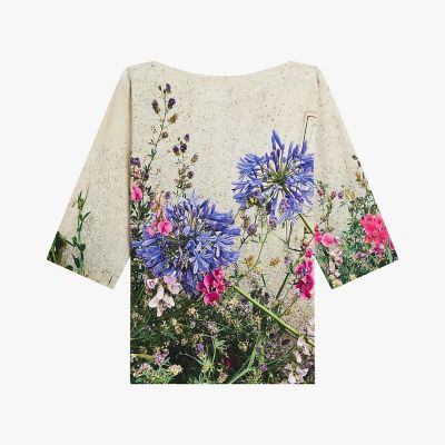 ＜agnes b. (Women)＞フォトプリント　ジャージー　長袖　ボートネック　Ｔシャツ　”Ｏｃｅａｎｉａ”