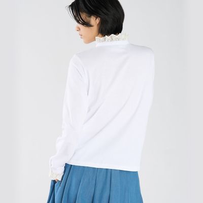 レース コットン ヘンリーネック トップス ”Harpiste” | agnes