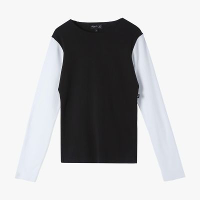 バイカラー コットン 長袖 Tシャツ ”Evening” | agnes b