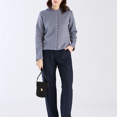 オーガニックコットン メルトン 長袖 カーディガンプレッション