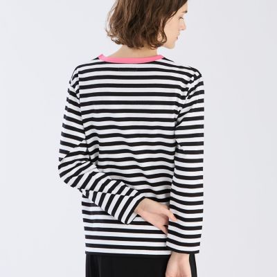 細ボーダー コットン 長袖 Tシャツ ”Biotop” | agnes b. (Women