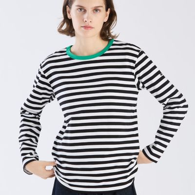 細ボーダー コットン 長袖 Tシャツ ”Biotop” | agnes b. (Women