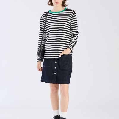 細ボーダー コットン 長袖 Tシャツ ”Biotop” | agnes b. (Women
