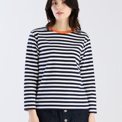 細ボーダー コットン 長袖 Tシャツ ”Biotop” | agnes b. (Women