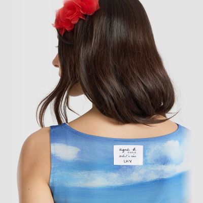 フォトプリント ボートネック ノースリーブ アーティスト トップス 