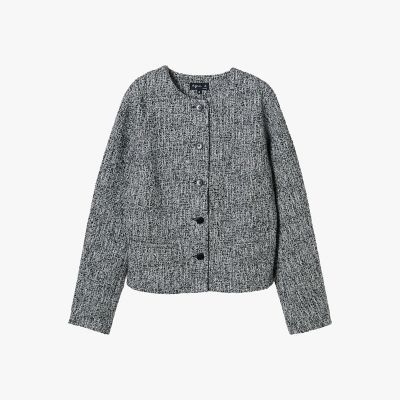 ツイード 長袖 ノーカラー ジャケット ”New Gabriel