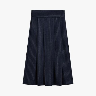 RALPH LAUREN ストライプ ジャケット スカート ネイビー サイズ7 ストライプ プリーツ フレアスカート ”Hotel River” | agnes