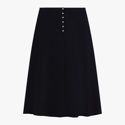 agnes b メッセージフレアロングスカート　ロゴ　ハート　ブラック黒　36 agnes b.｜ブラック トリアセテート クレープ プリーツ ロングスカート