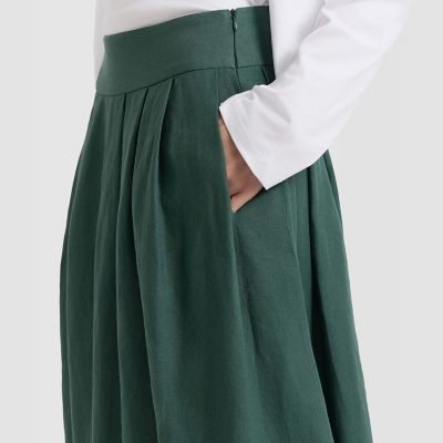 HERMES エルメス セリエボタン リネン フレアロングスカート リネン ロング フレア スカート ”Grand Hotel” | agnes b