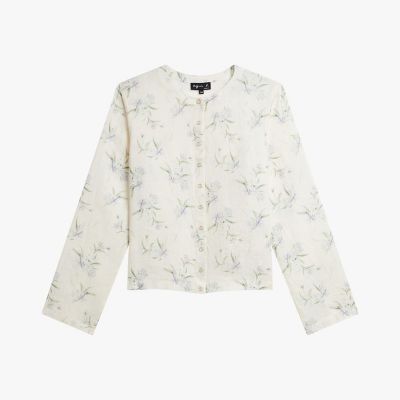 ＜agnes b. (Women)＞フローラル　プリント　リネン　シャツカーディガン