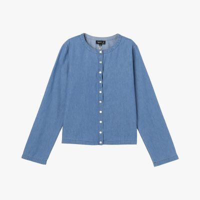 ＜agnes b. (Women)＞デニム　シャンブレー　長袖　カーディガンプレッション