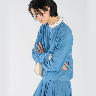 デニム シャンブレー 長袖 カーディガンプレッション | agnes b