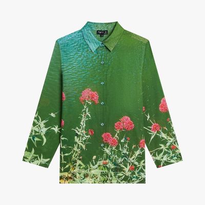 ＜agnes b. (Women)＞フォトプリント　コットン　長袖　ブラウス　”Ｖａｌｅｒｉａｎｅｓ　ｆｌｏｗｅｒｓ”