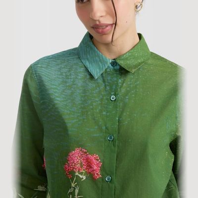 フォトプリント コットン 長袖 ブラウス ”Valerianes