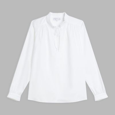 ＜agnes b. (Women)＞コットン　プリーツ　長袖　ブラウス　”Ｔｉｚｉａｎｏ”