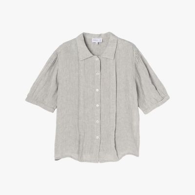 ＜agnes b. (Women)＞リネン　半袖　スタンドカラー　ブラウス　”Ｎｅｗ　Ｄｅｓｉｒ”