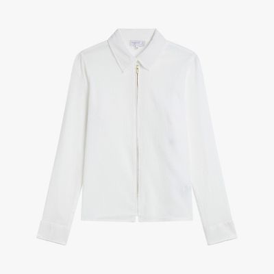 ＜agnes b. (Women)＞コットン　長袖　ジップアップ　ブラウス